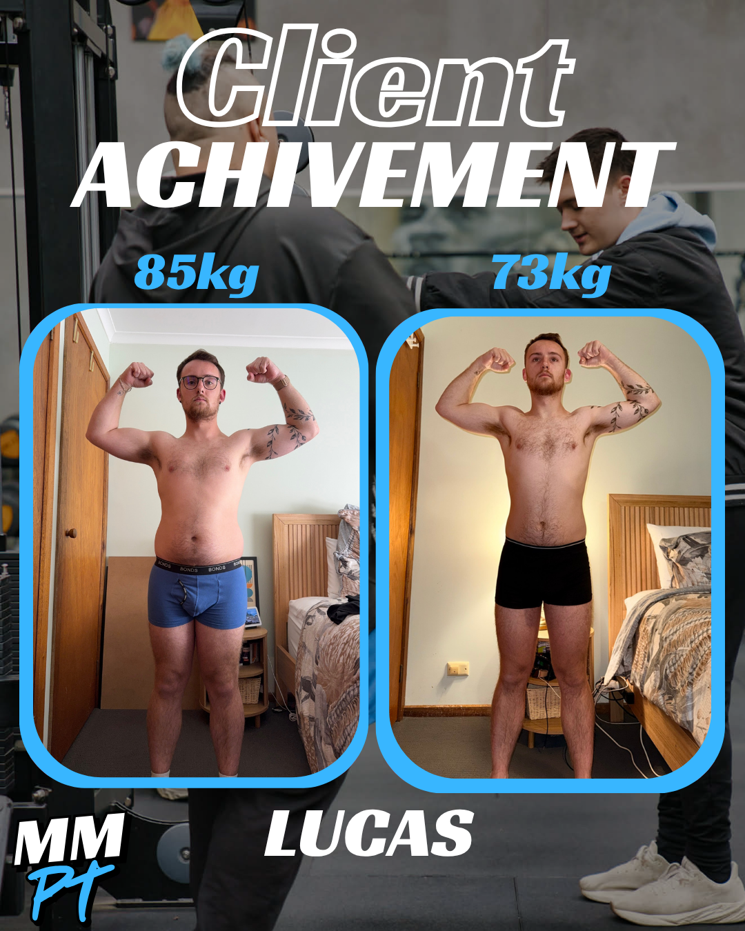 Lucas Boland transformation, front flex, 85kg to 73kg